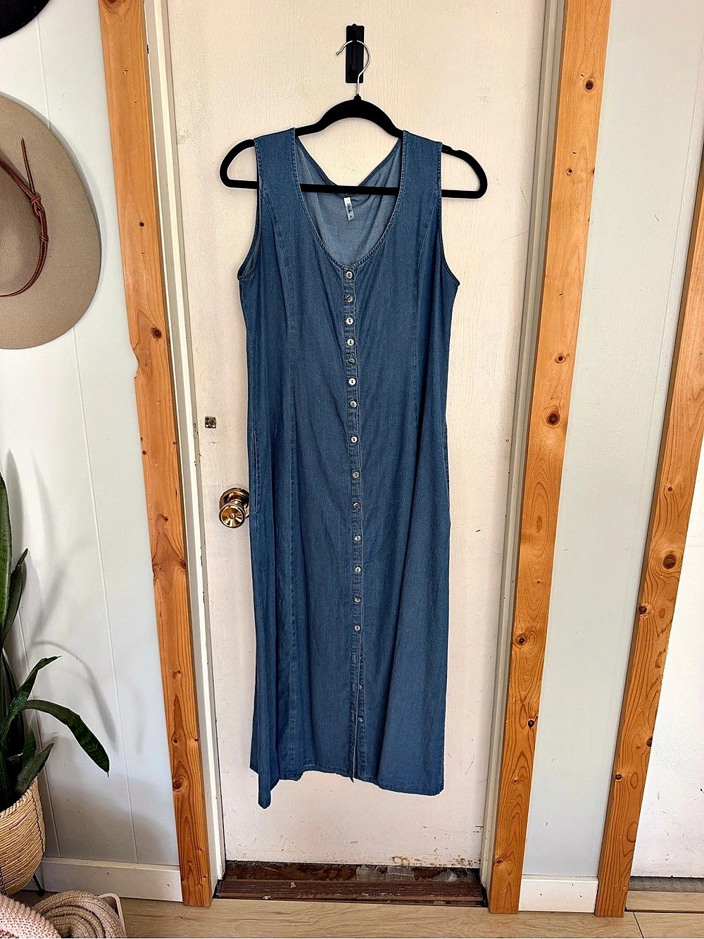 Billabong Button Front Maxi Dress in Blue Size Small